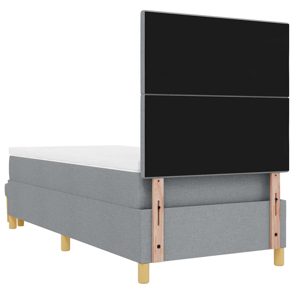 Boxrugós ágy fejtámlával Világosszürke 190 x 90 cm szövet