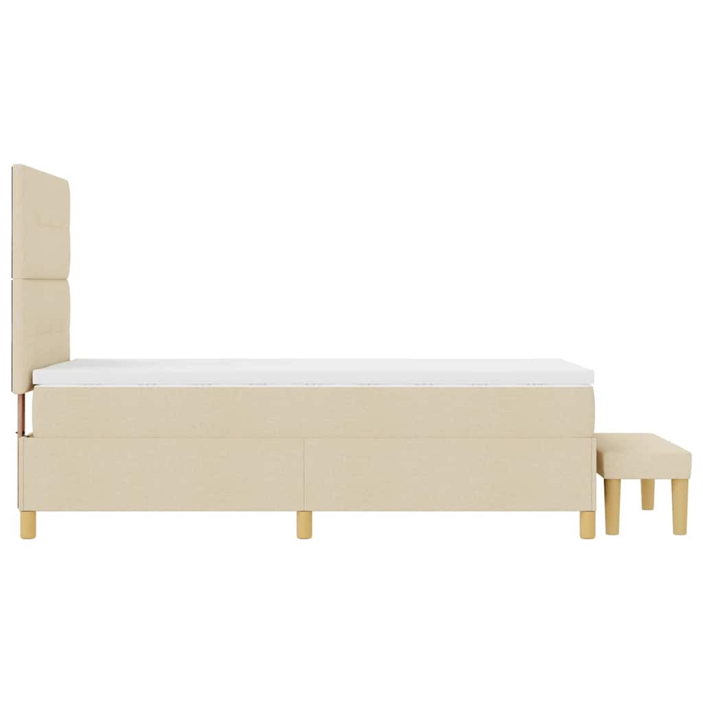 Boxrugós ágy fejtámlával Krém 200 x 90 cm szövet