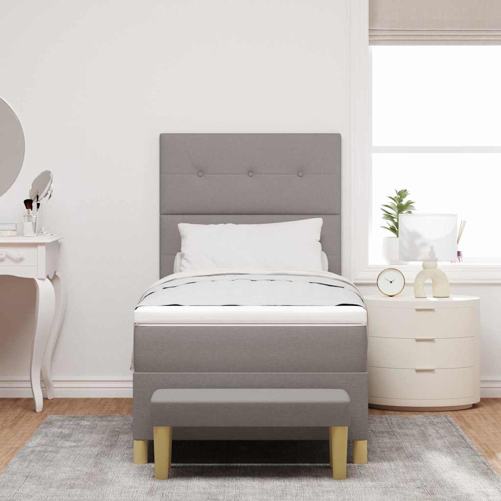 Boxrugós ágy párnával fejtámlával Tópszínű 200 x 100 cm szövet