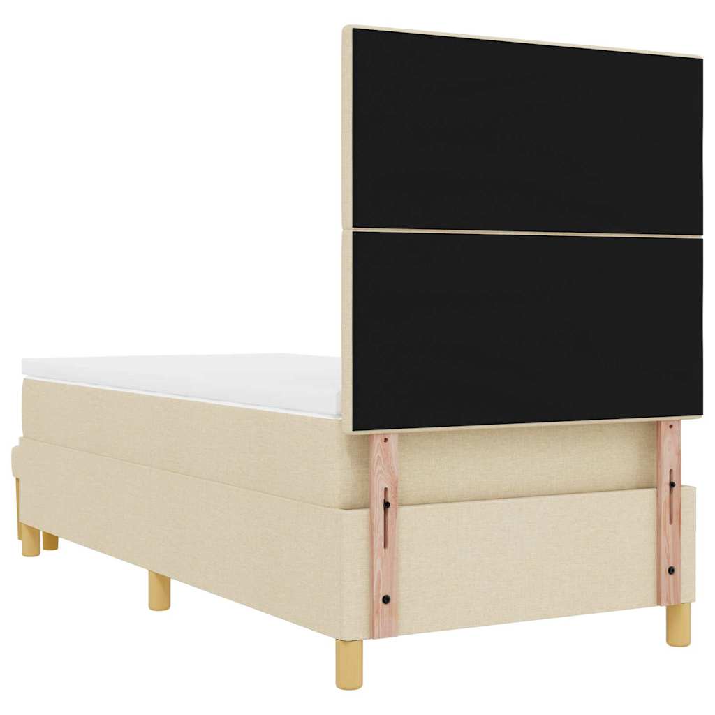 Boxrugós ágy fejtámlával Krém 200 x 100 cm szövet