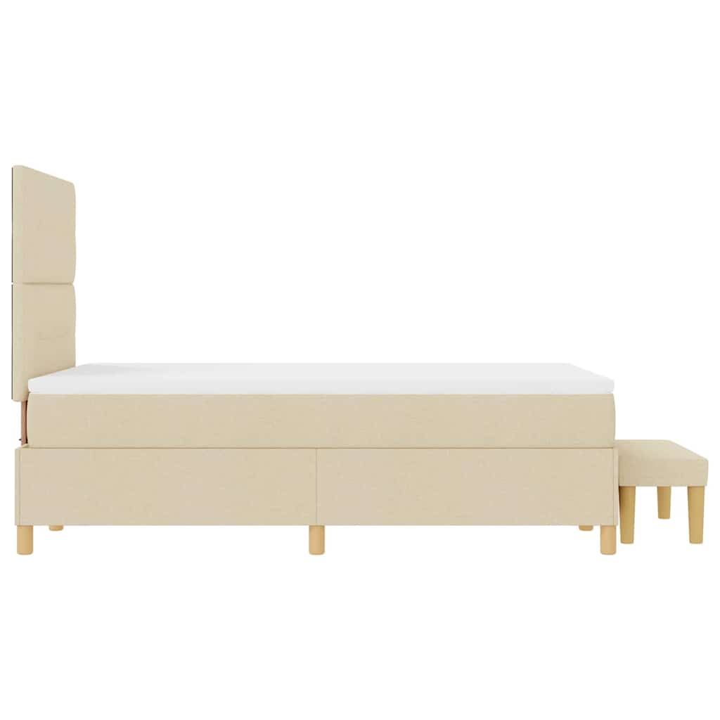 Boxrugós ágy fejtámlával Krém 200 x 120 cm szövet