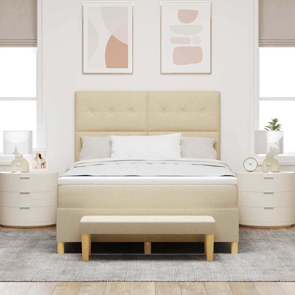 Boxrugós ágy fejtámlával Krém 140 x 190 cm szövet