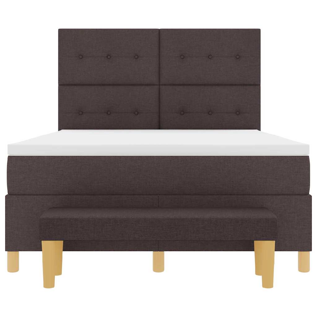 Boxrugós ágy párnával sötétbarna 200 x 140 cm szövet