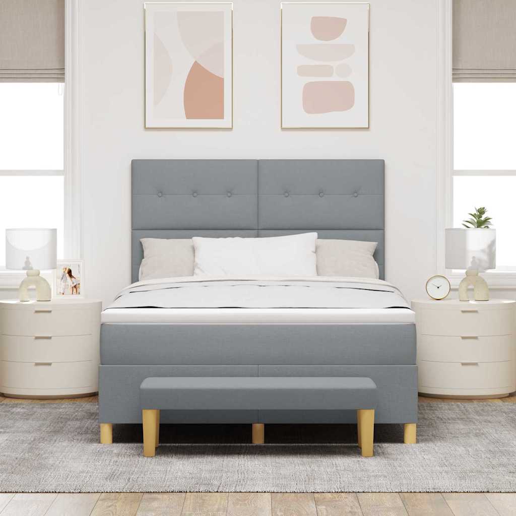 Boxrugós ágy fejtámlával Világosszürke 200 x 160 cm szövet