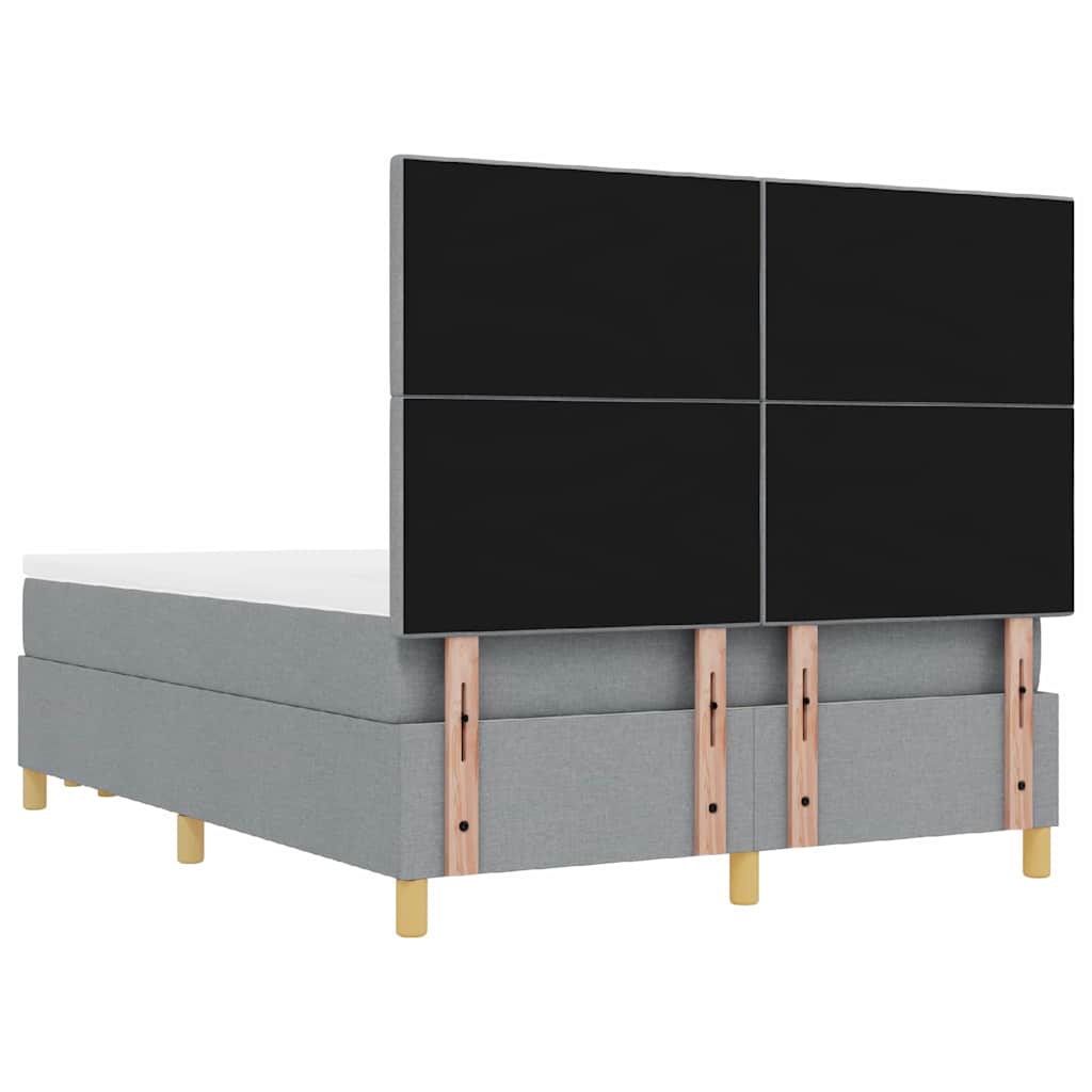 Boxrugós ágy fejtámlával Világosszürke 200 x 160 cm szövet