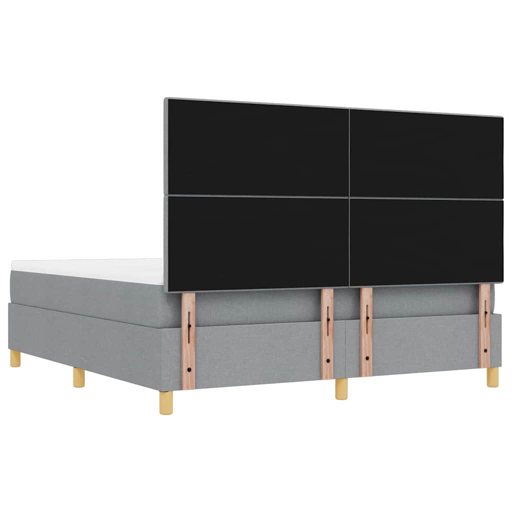 Boxrugós ágy fejtámlával Világosszürke 200 x 180 cm szövet