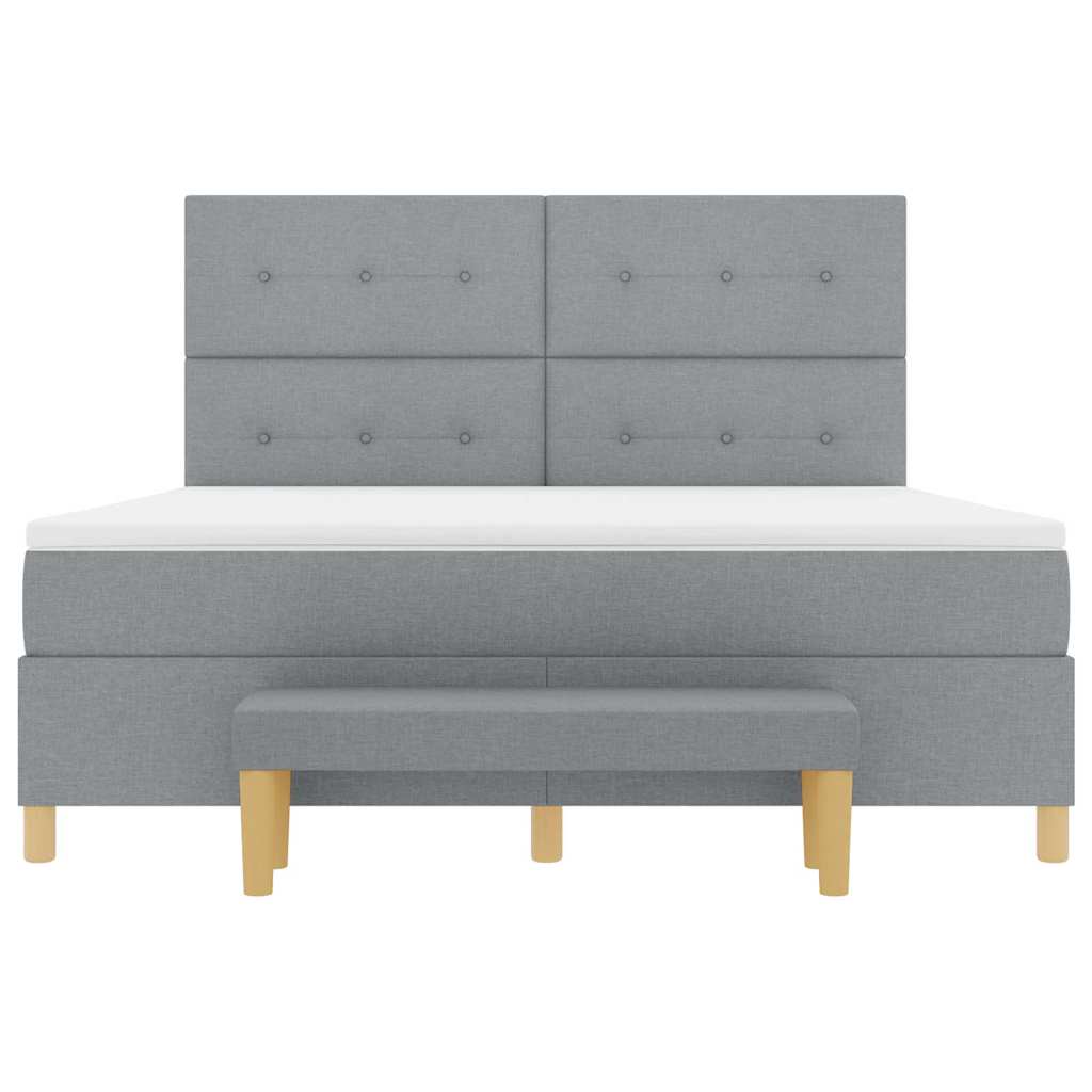Boxrugós ágy fejtámlával Világosszürke 200 x 180 cm szövet