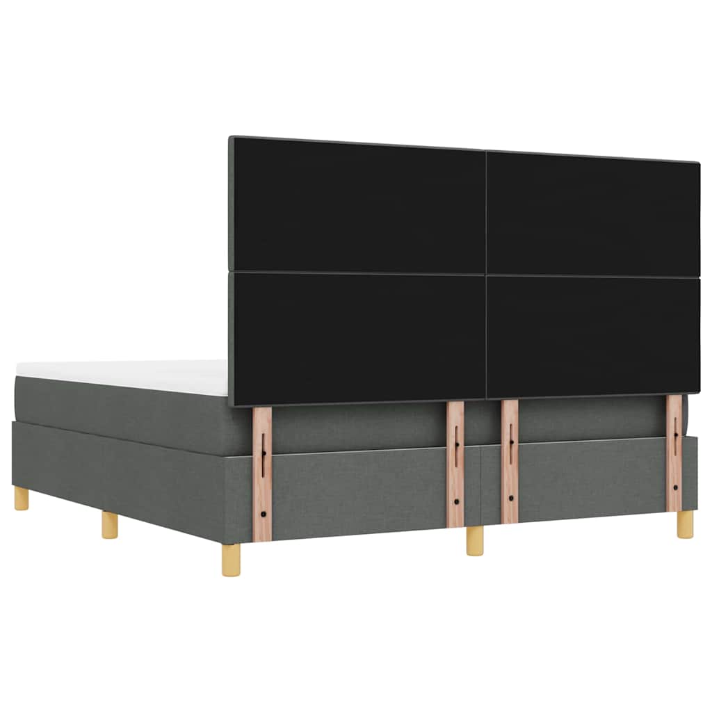 Boxrugós ágy fejtámlával Sötétszürke 200 x 180 cm szövet