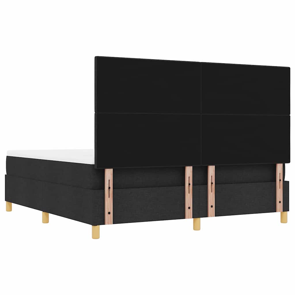 Boxrugós ágy fejtámlával Fekete 200 x 180 cm szövet