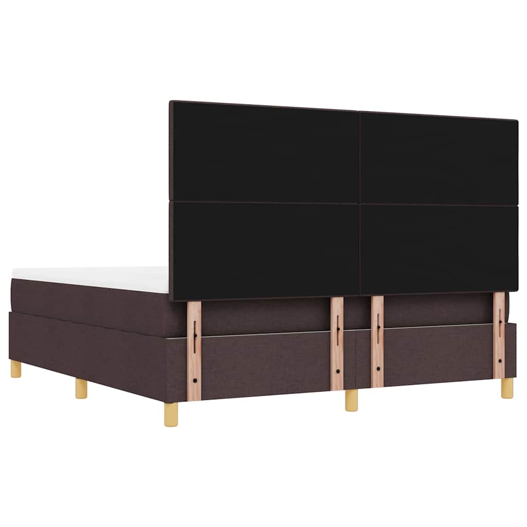 Boxrugós ágy fejtámlával sötétbarna 200 x 180 cm szövet