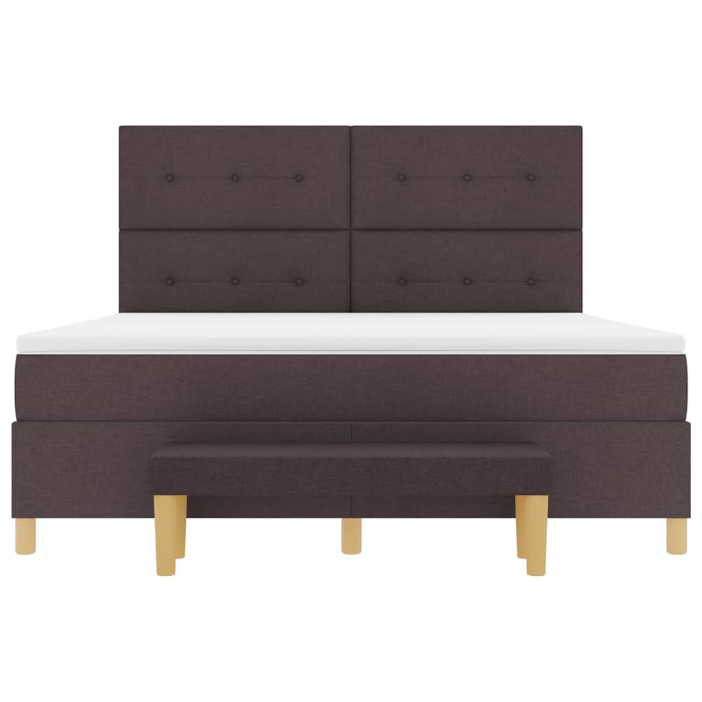 Boxrugós ágy fejtámlával sötétbarna 200 x 180 cm szövet