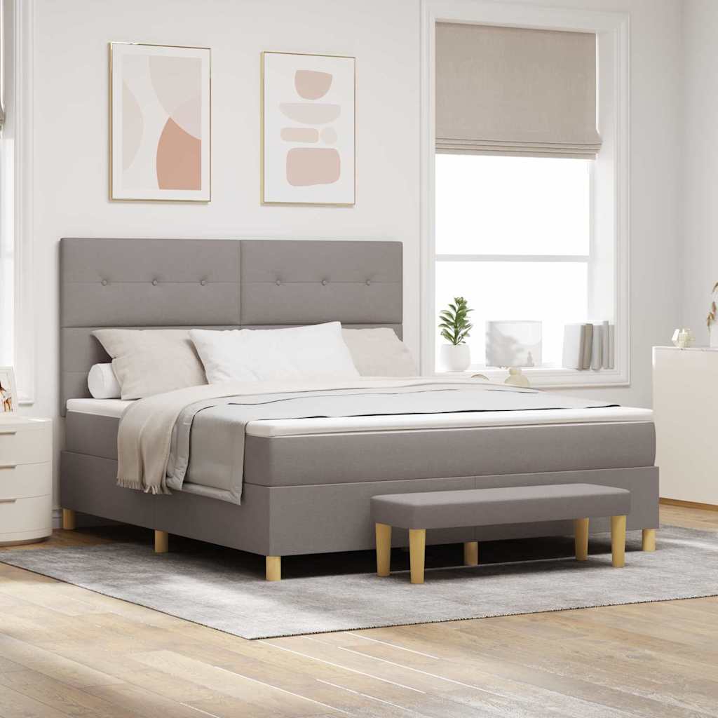 Boxrugós ágy fejtámlával Tópszínű 200 x 180 cm szövet