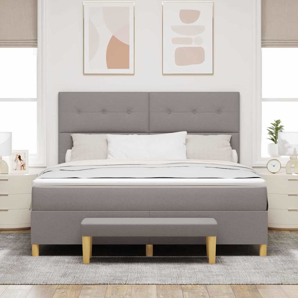 Boxrugós ágy fejtámlával Tópszínű 200 x 180 cm szövet