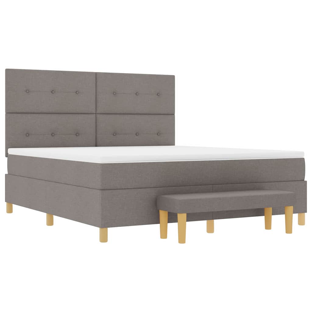 Boxrugós ágy fejtámlával Tópszínű 200 x 180 cm szövet