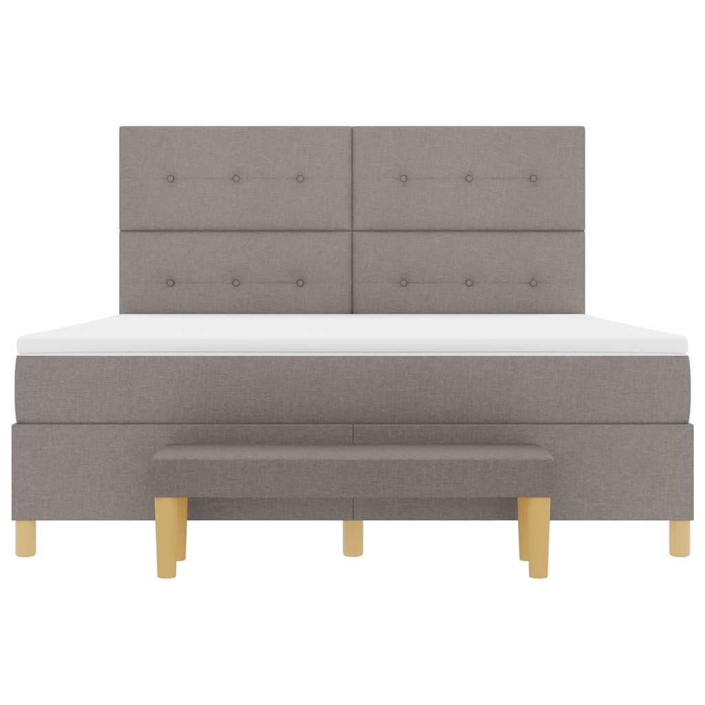 Boxrugós ágy fejtámlával Tópszínű 200 x 180 cm szövet