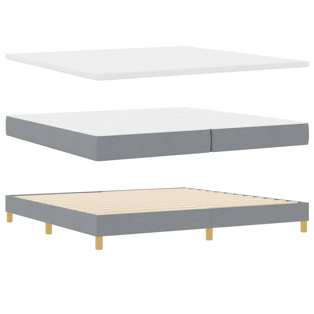 Boxrugós ágy fejtámlával Világosszürke 200 x 200 cm szövet