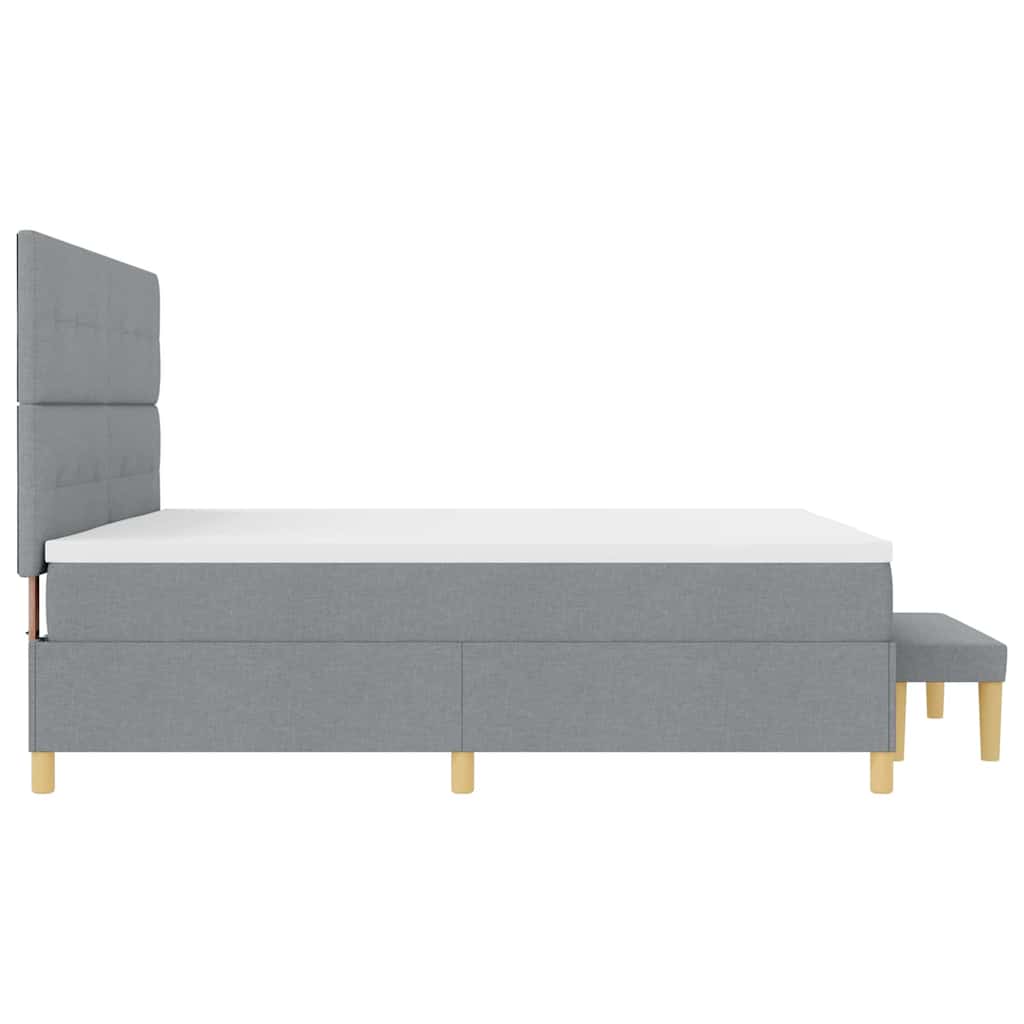 Boxrugós ágy fejtámlával Világosszürke 200 x 200 cm szövet