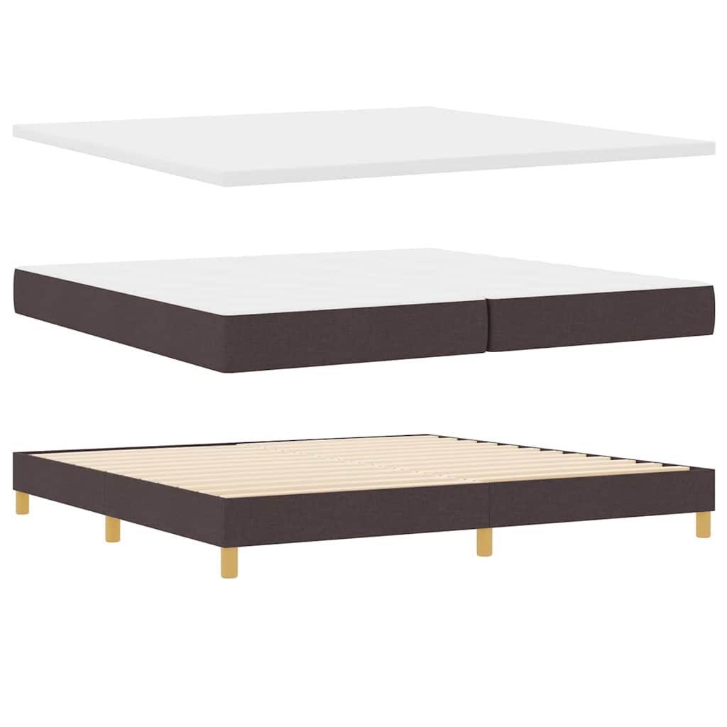 Boxrugós ágy fejtámlával sötétbarna 200 x 200 cm szövet