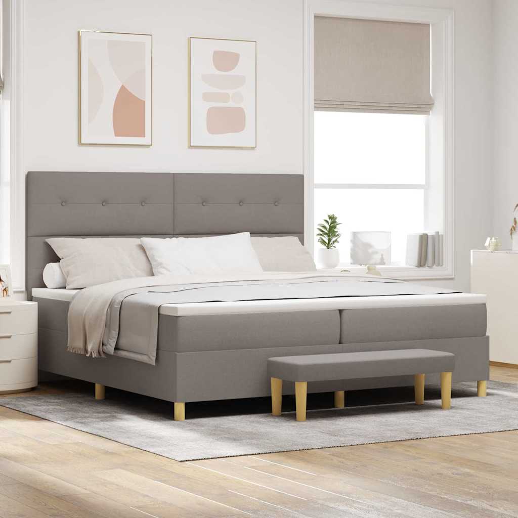 Boxrugós ágy fejtámlával Tópszínű 200 x 200 cm szövet
