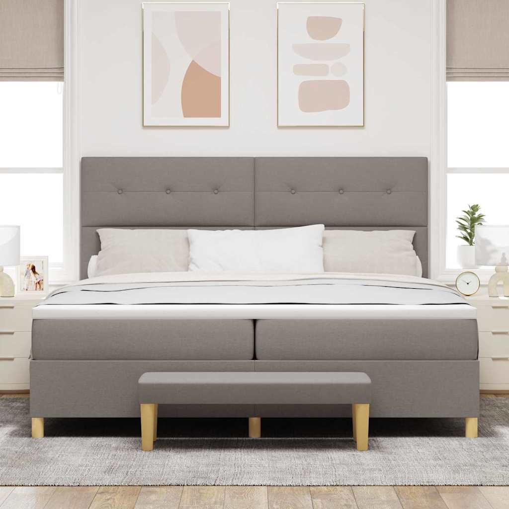 Boxrugós ágy fejtámlával Tópszínű 200 x 200 cm szövet