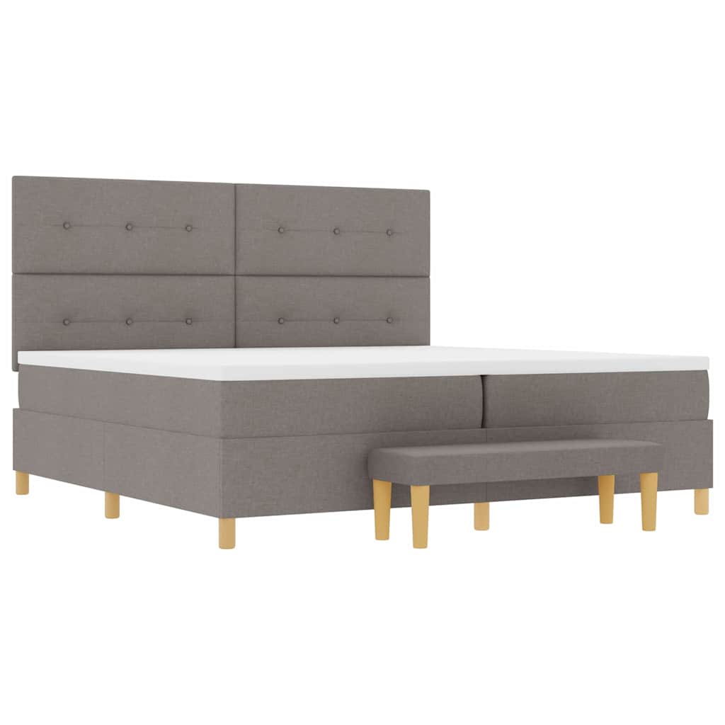 Boxrugós ágy fejtámlával Tópszínű 200 x 200 cm szövet