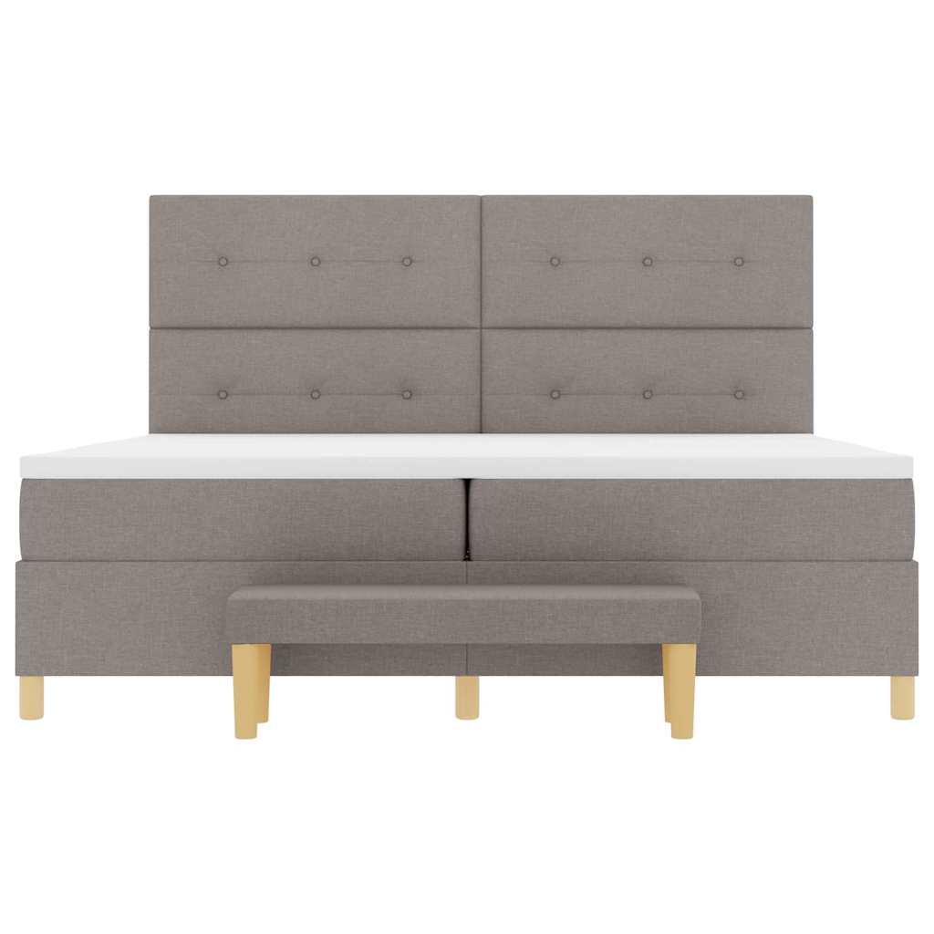 Boxrugós ágy fejtámlával Tópszínű 200 x 200 cm szövet