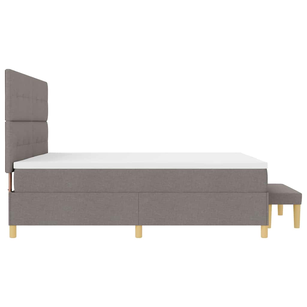Boxrugós ágy fejtámlával Tópszínű 200 x 200 cm szövet
