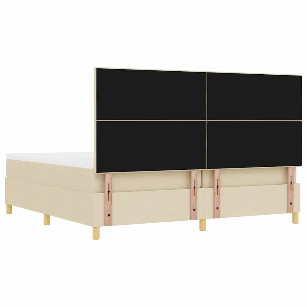 Boxrugós ágy fejtámlával Krém 200 x 200 cm szövet