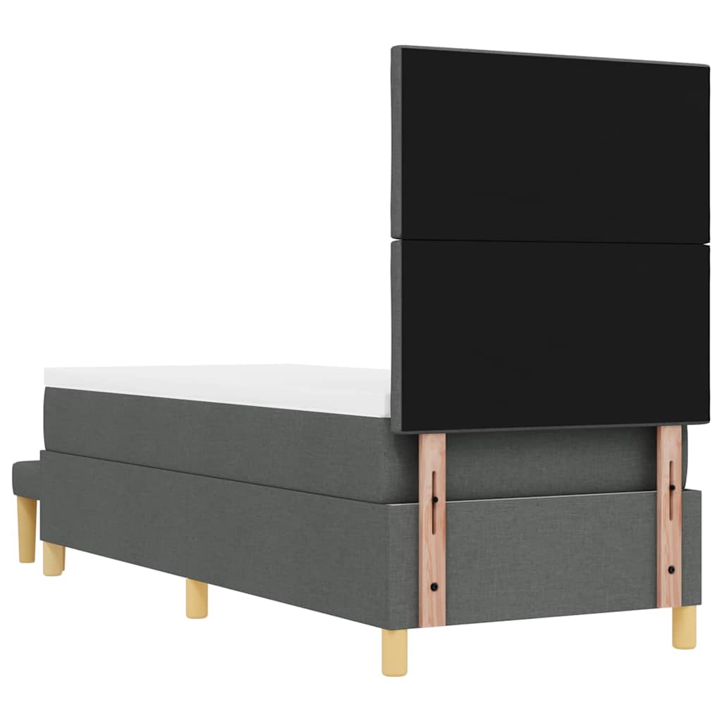 Boxrugós ágy fejtámlával Sötétszürke 200 x 80 cm szövet