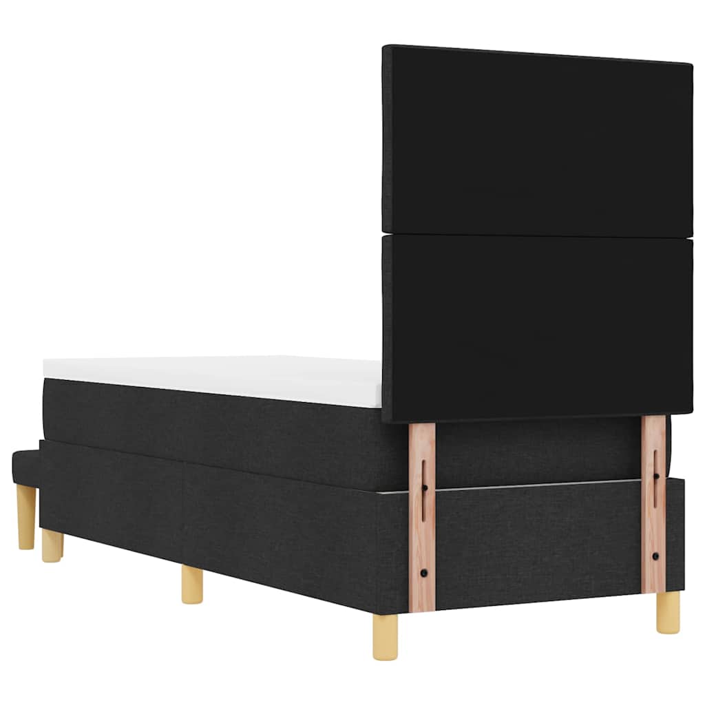 Boxrugós ágy párnával fejtámlával Fekete 200 x 80 cm szövet