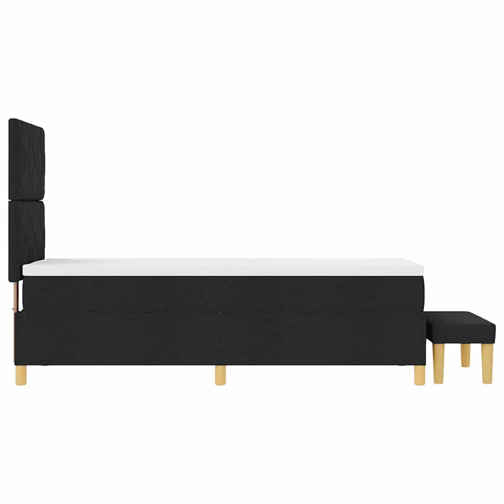 Boxrugós ágy párnával fejtámlával Fekete 200 x 80 cm szövet