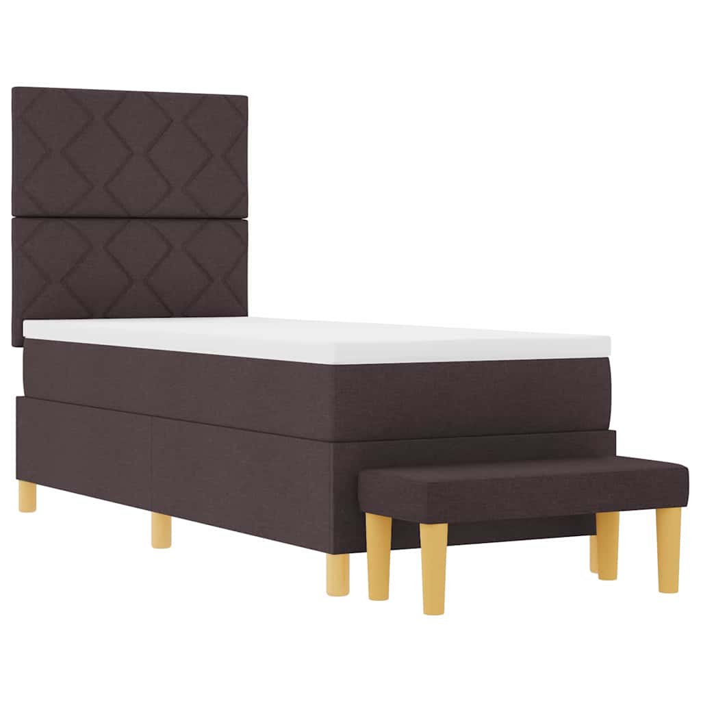 Boxrugós ágy fejtámlával sötétbarna 200 x 80 cm szövet