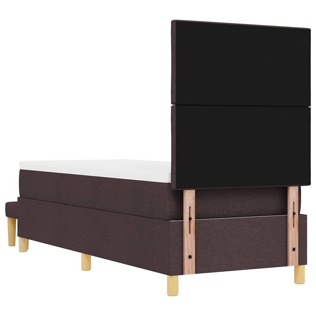Boxrugós ágy fejtámlával sötétbarna 200 x 80 cm szövet