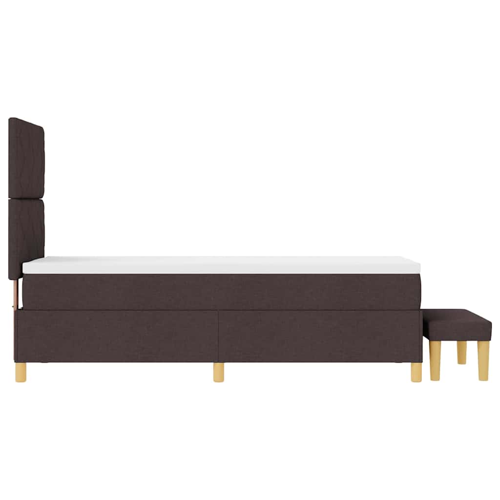 Boxrugós ágy fejtámlával sötétbarna 200 x 80 cm szövet