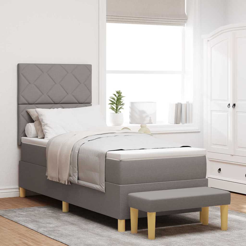 Boxrugós ágy fejtámlával Tópszínű 200 x 80 cm szövet