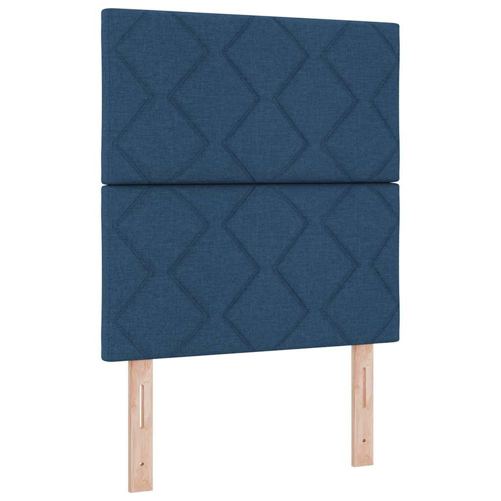 Boxrugós ágy fejtámlával Kék 200 x 80 cm szövet