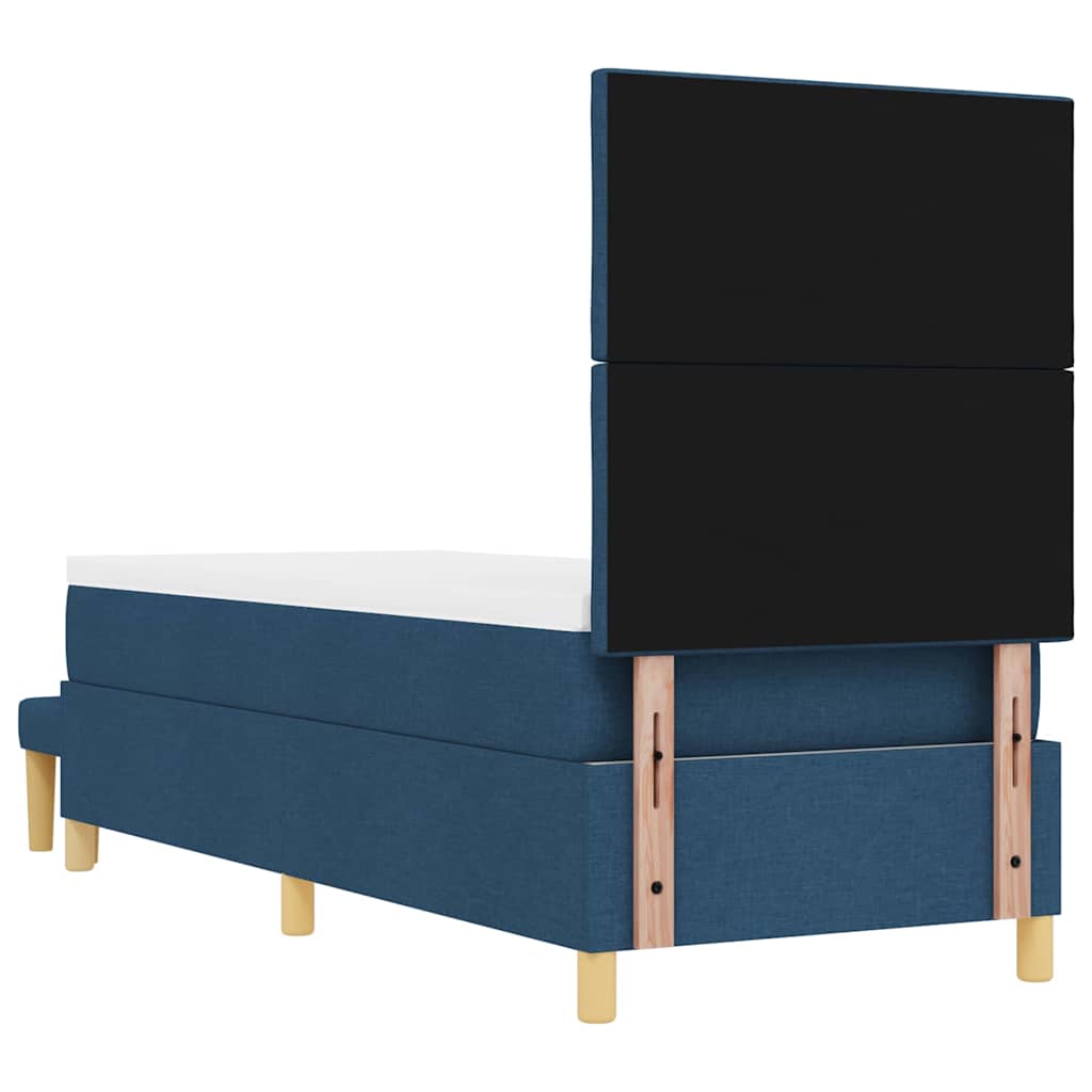 Boxrugós ágy fejtámlával Kék 200 x 80 cm szövet