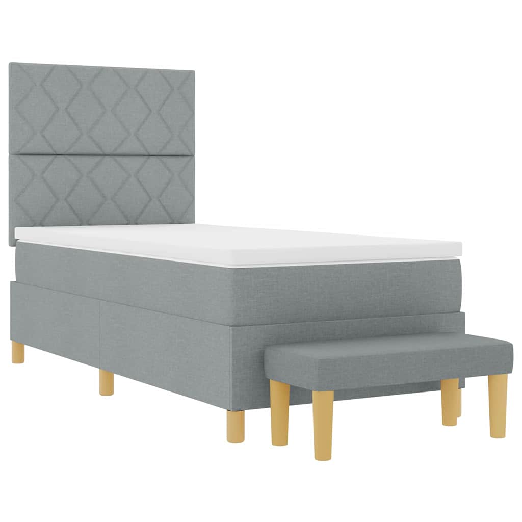 Boxrugós ágy fejtámlával Világosszürke 200 x 80 cm szövet