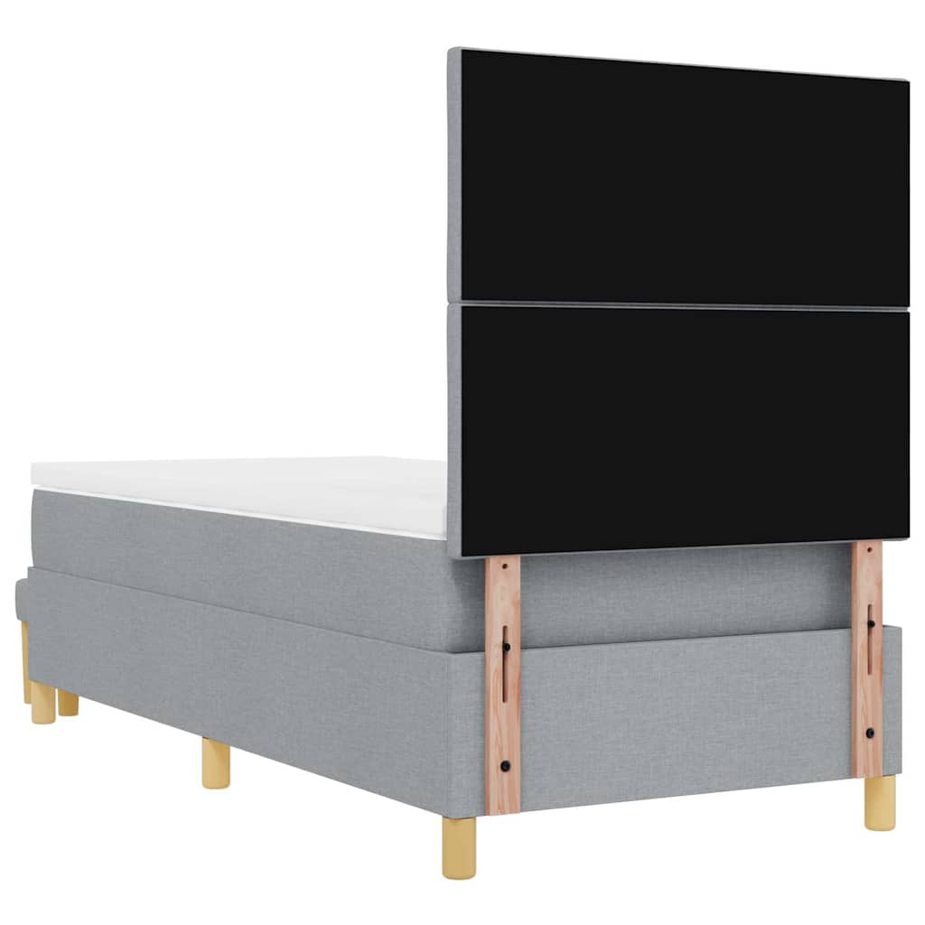Boxrugós ágy fejtámlával Világosszürke 200 x 80 cm szövet