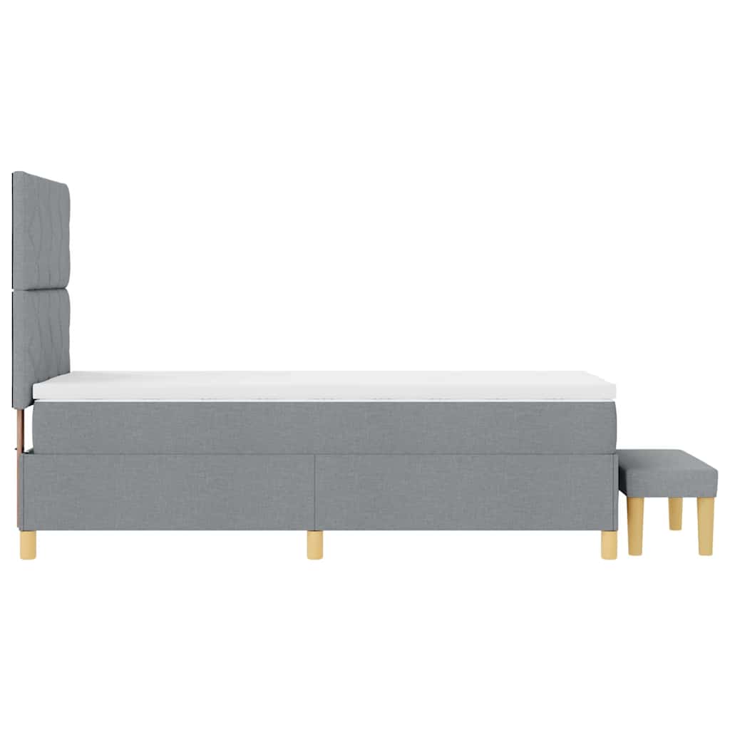 Boxrugós ágy fejtámlával Világosszürke 200 x 80 cm szövet