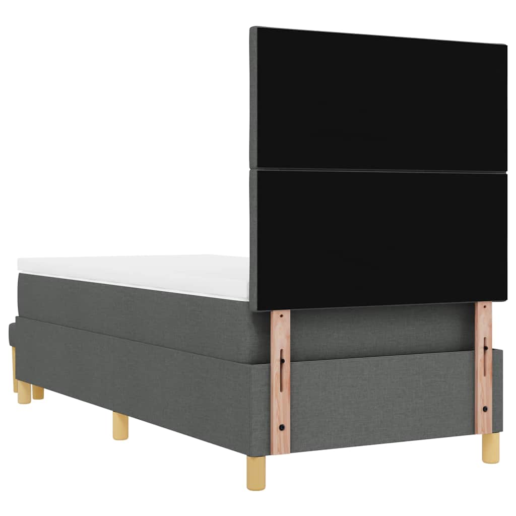 Boxrugós ágy fejtámlával Sötétszürke 200 x 90 cm szövet