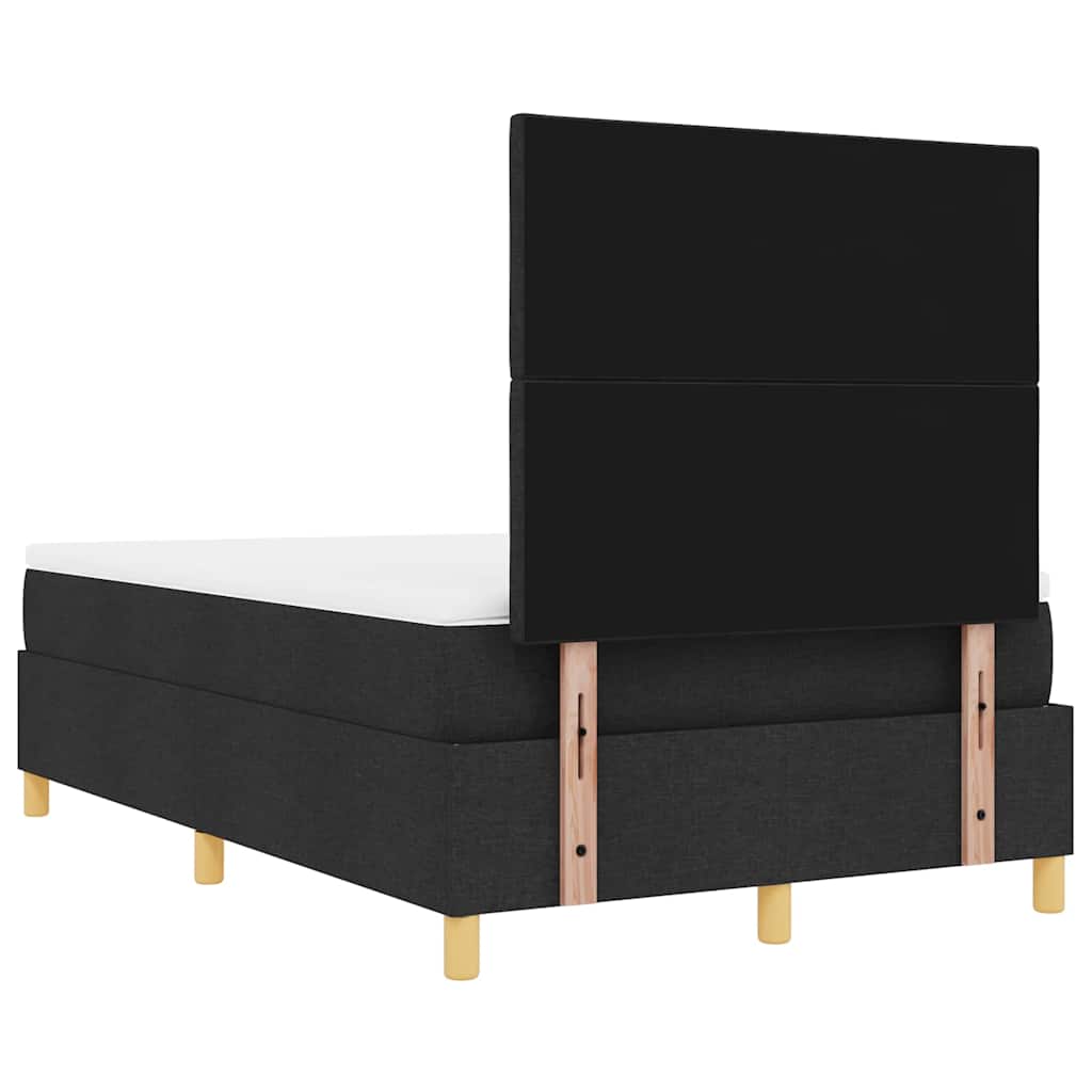 Boxrugós ágy párnával fejtámlával Fekete 200 x 120 cm szövet