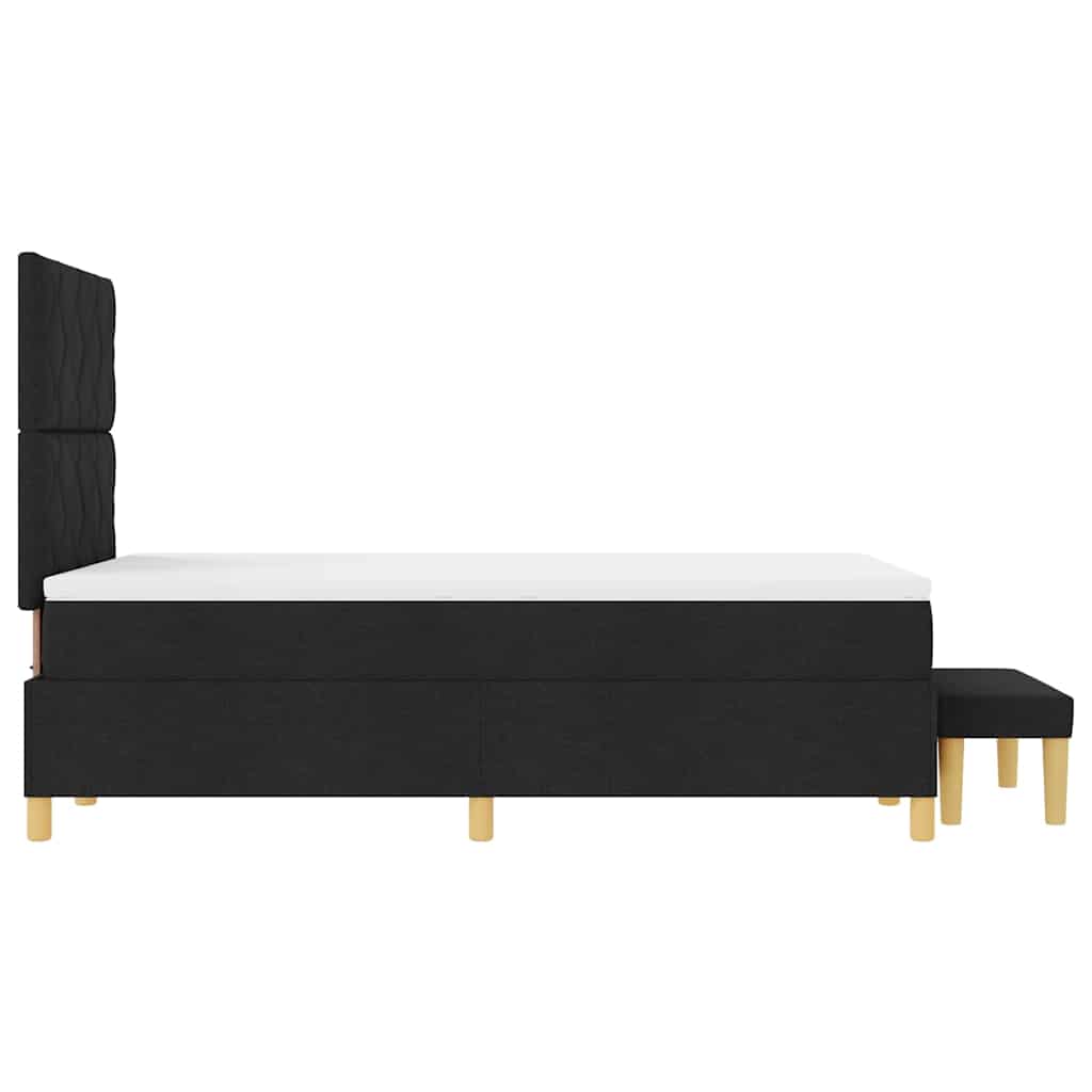 Boxrugós ágy párnával fejtámlával Fekete 200 x 120 cm szövet