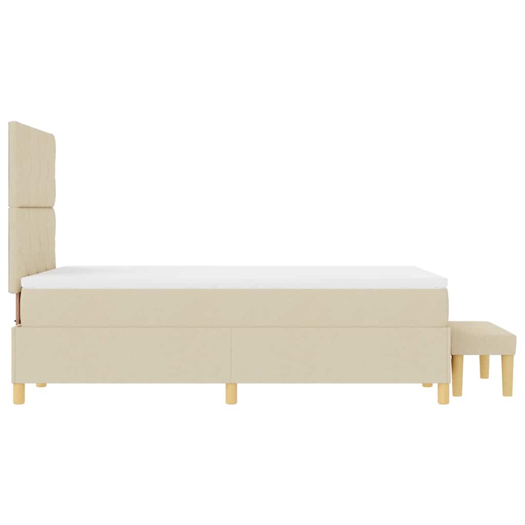 Boxrugós ágy fejtámlával Krém 200 x 120 cm szövet