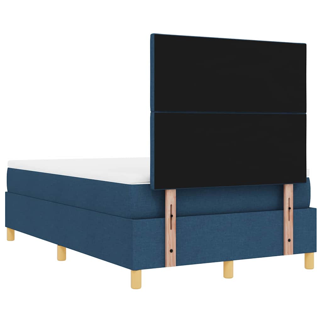 Boxrugós ágy párnával fejtámlával Kék 200 x 120 cm szövet
