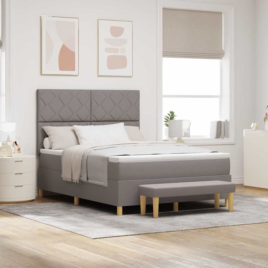 Boxrugós ágy párnával fejtámlával Tópszínű 140 x 190 cm szövet