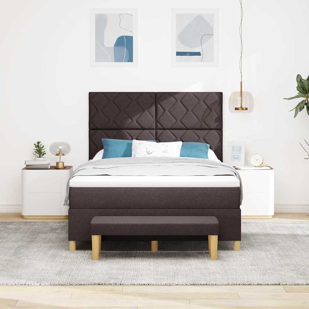 Boxrugós ágy fejtámlával sötétbarna 200 x 140 cm szövet