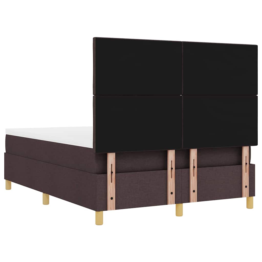 Boxrugós ágy fejtámlával sötétbarna 200 x 140 cm szövet