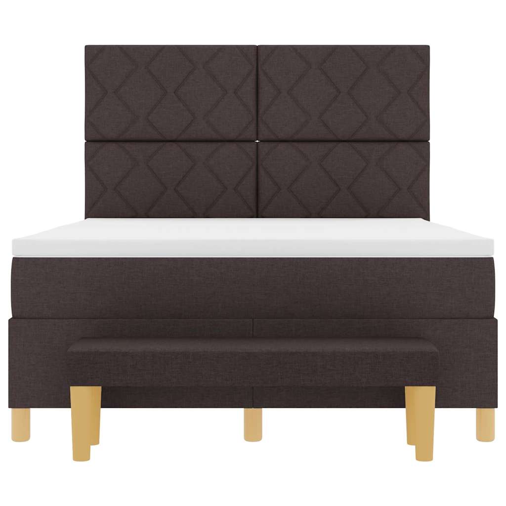 Boxrugós ágy fejtámlával sötétbarna 200 x 140 cm szövet