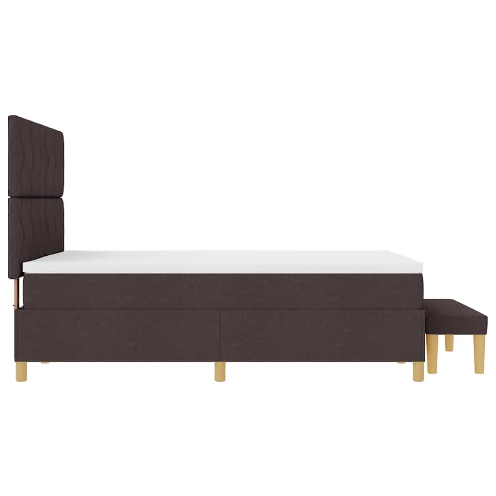 Boxrugós ágy fejtámlával sötétbarna 200 x 140 cm szövet